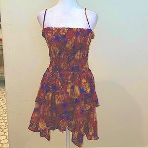Isabel Marant Etoile Anka Floral Smoked Dress in Burnt Henna